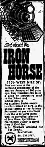 Advert for the Iron Horse 1970
